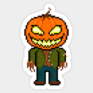 Pixel Monster Pumpkin Head Sticker